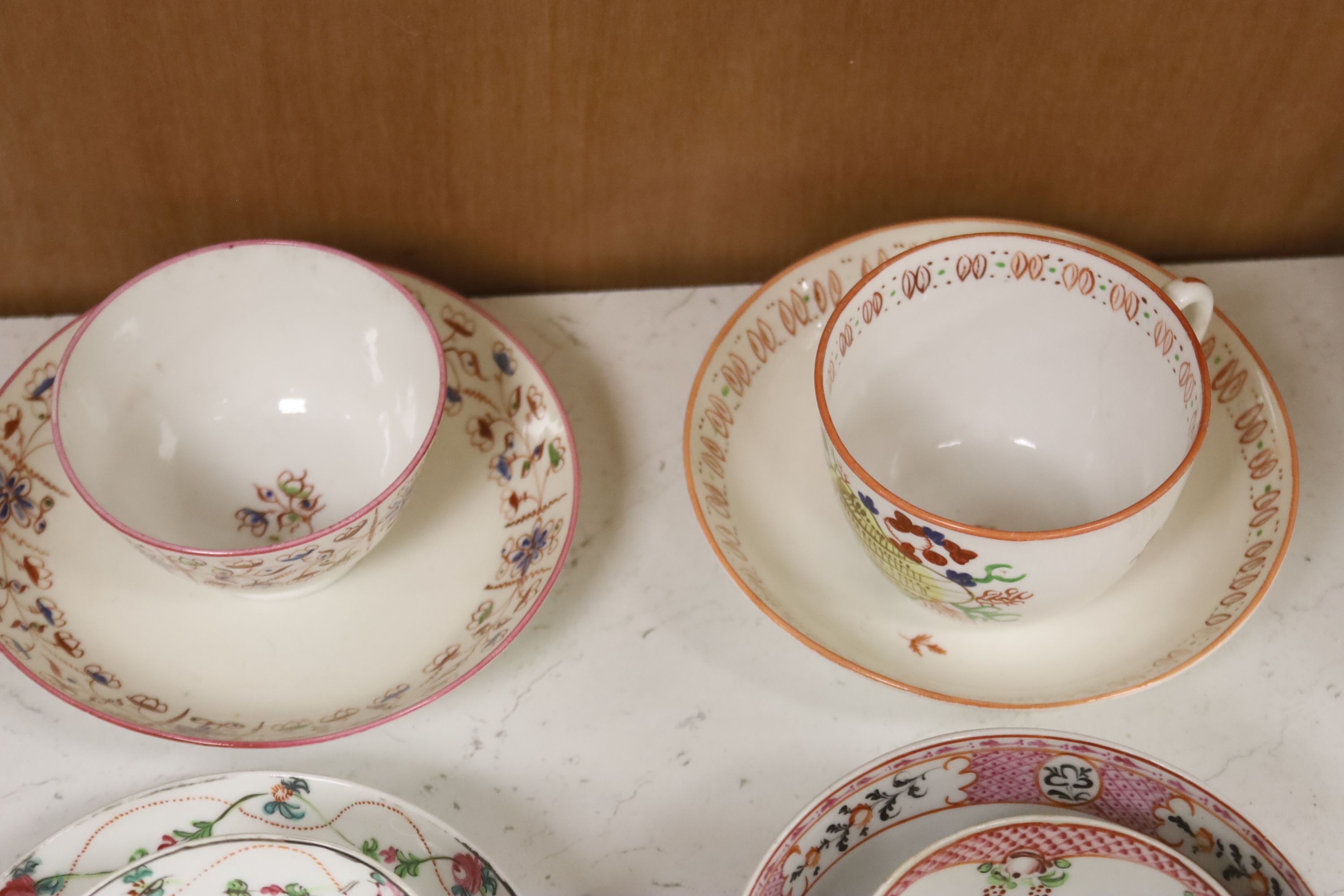 A group of late 18th / early 19th century English porcelain teaware and plates